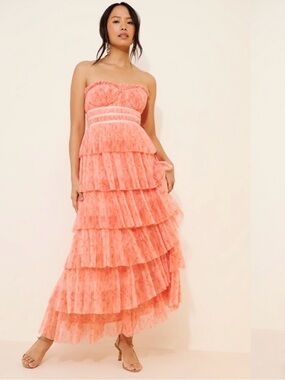 Anthro Hutch Monaco Strapless Tiered Dress